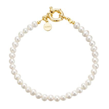 Elenys pozlacený perlový náramek Clara 17 cm 18K žluté zlato Perla 5A