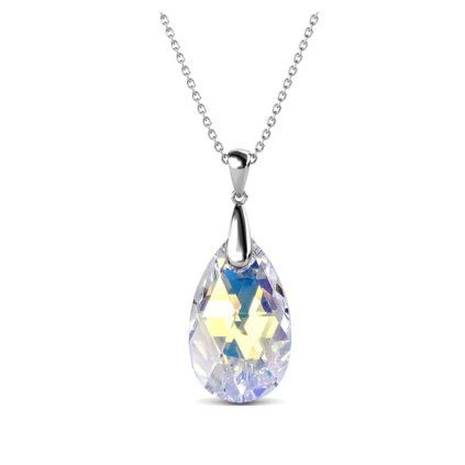 Royal Fashion stříbrný náhrdelník pozlacený 18K bílým zlatem Swarovski®