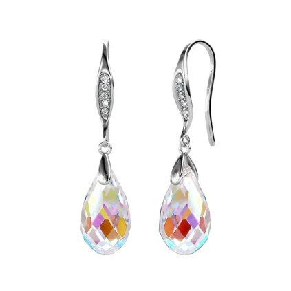 Royal Fashion stříbrné  náušnice pozlacené 18k bílým zlatem Swarovski®