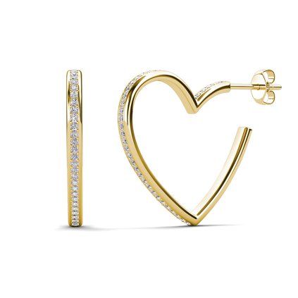 Elenys pozlacené kruhové náušnice Srdce s krystaly Swarovski® 18K žluté zlato