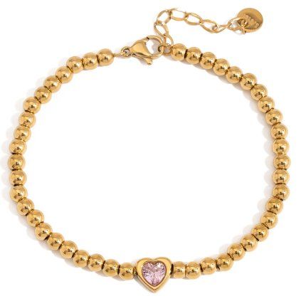 ELENYS Pink Amour  pozlacený náramek 18K žluté zlato
