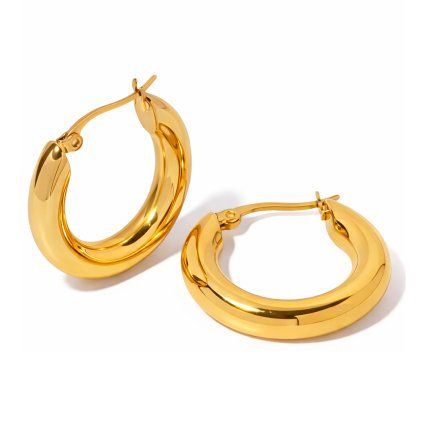 ELENYS Bold Dome Hoops  pozlacené náušnice 18K žluté zlato