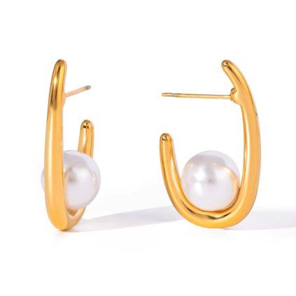 ELENYS Pearl  pozlacené náušnice 18K žluté zlato