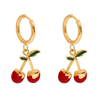 ELENYS Sweet Cherry  pozlacené náušnice 18K žluté zlato