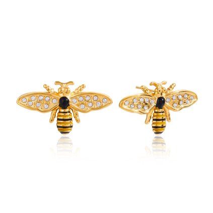 ELENYS Bee Sparkly  pozlacené náušnice 18K žluté zlato