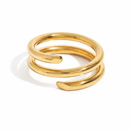 ELENYS Layers Flow  pozlacený prsten 18K žluté zlato