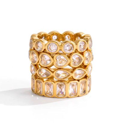 ELENYS Crystal Drop  pozlacený prsten 18K žluté zlato