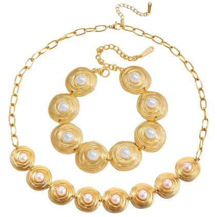 ELENYS Aurora Pearl set  pozlacený set 18K žluté zlato