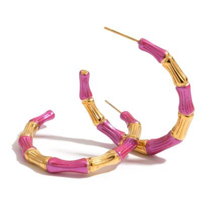 ELENYS Sweet Bamboo  pozlacené náušnice 18K žluté zlato