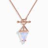 Royal Fashion náhrdelník 14k růžové zlato vermeil T Lock měsíční kámen N005-ROSEGOLD