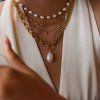 ELENYS Pearl Drop Chain  pozlacený náhrdelník 18K žluté zlato