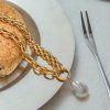 ELENYS Pearl Drop Chain  pozlacený náhrdelník 18K žluté zlato