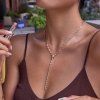 ELENYS Linear Drop  pozlacený náhrdelník 18K žluté zlato