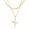 ELENYS Pearl Cross  pozlacený náhrdelník 18K žluté zlato