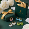 ELENYS Opaline Jade  pozlacené náušnice 18K žluté zlato
